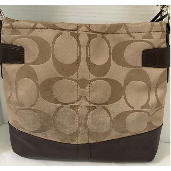 Vintage COACH-Authentic-Shoulder Bag-Leather & Cloth Logo-Hangtags-K1173-F18862 - Picture 3 of 10